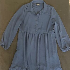 Classic Navy Long-Sleeve Button-Front Women’s Maxi Dress Rachel Zoe, Medium